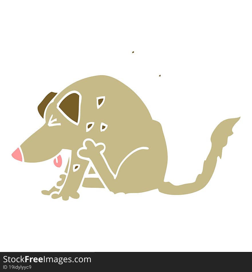 flat color illustration cartoon dog scratching