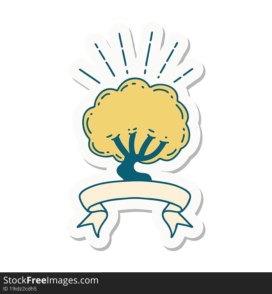 sticker of tattoo style tree