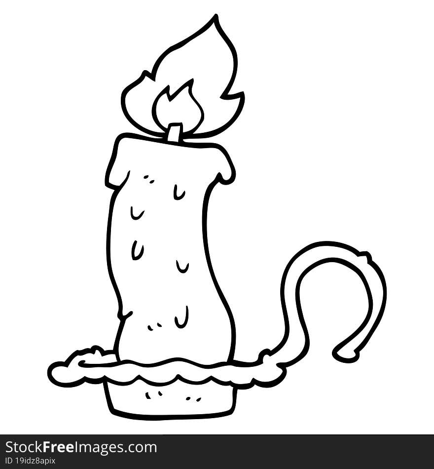 line drawing cartoon burning candle