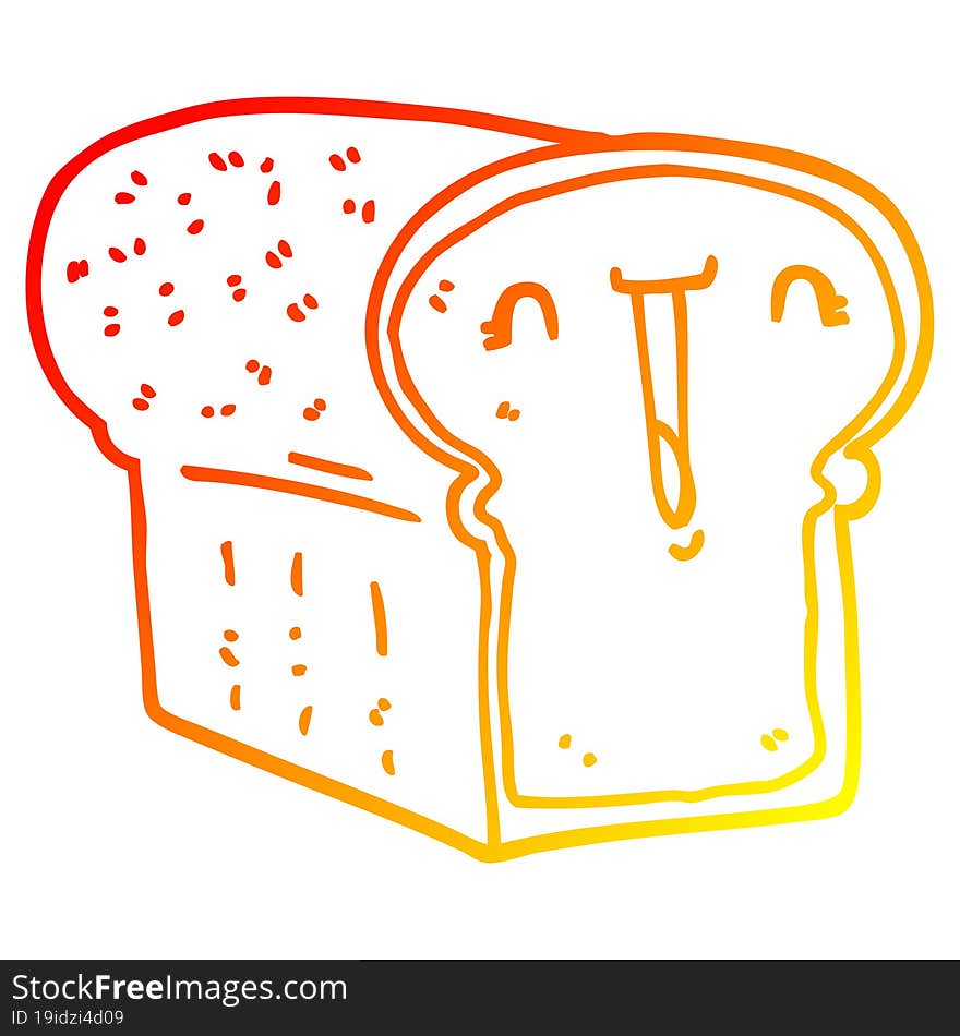 warm gradient line drawing cute cartoon loaf of bread