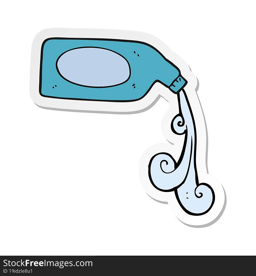 Sticker Of A Cartoon Cleaning Product Pouring