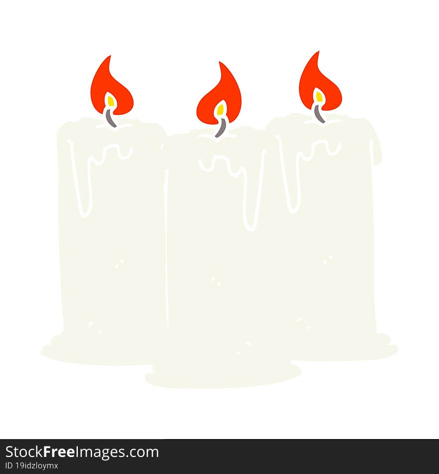 flat color illustration of a cartoon burning candles