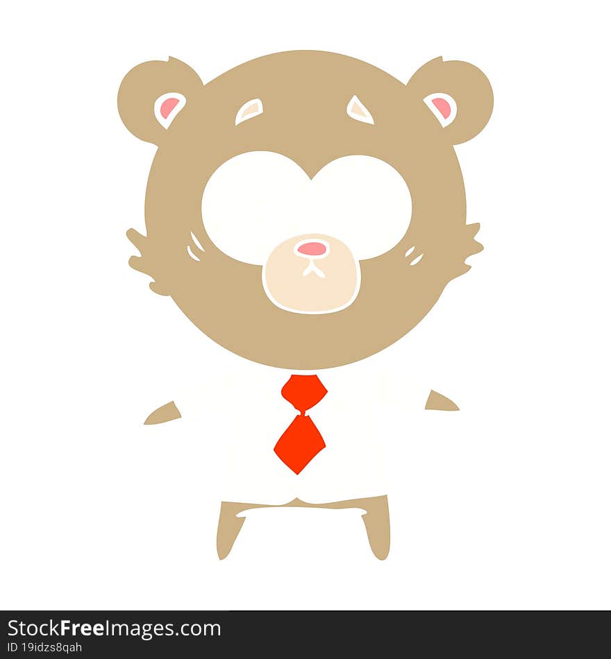 surprised bear flat color style cartoon