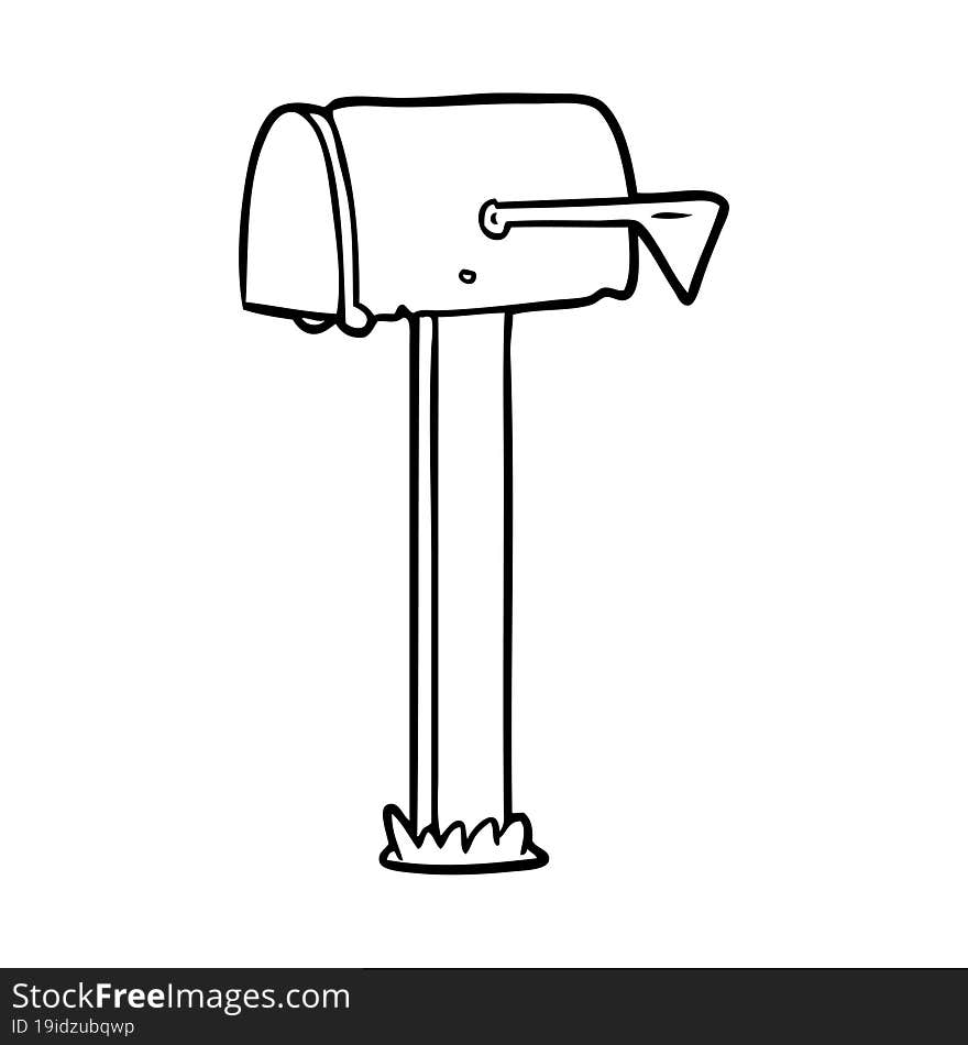 line drawing of a mailbox. line drawing of a mailbox