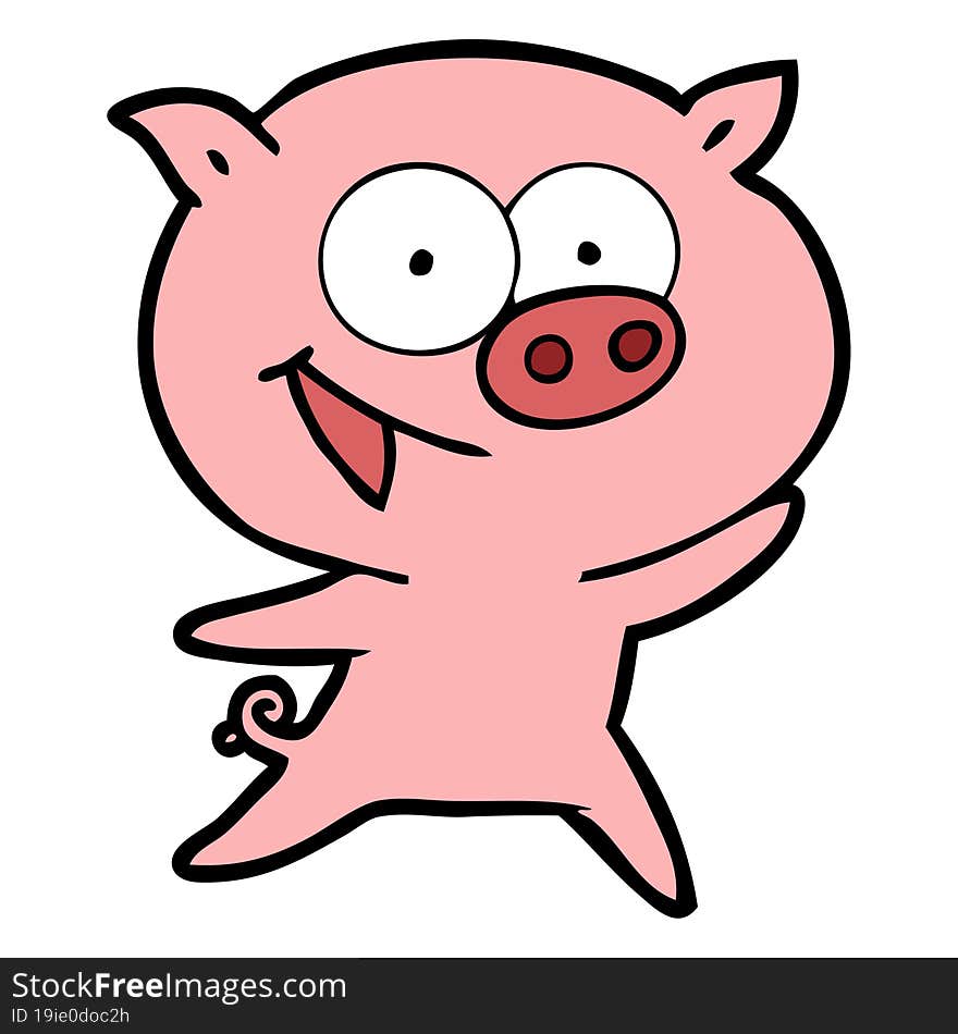 cheerful pig cartoon. cheerful pig cartoon