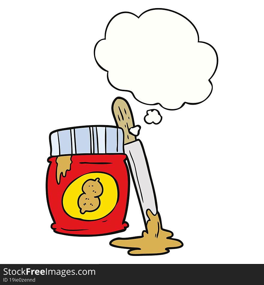 cartoon peanut butter with thought bubble. cartoon peanut butter with thought bubble