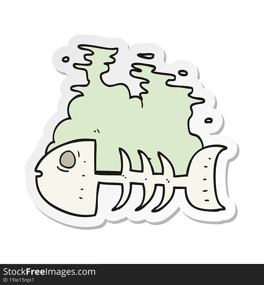 sticker of a cartoon fish bones