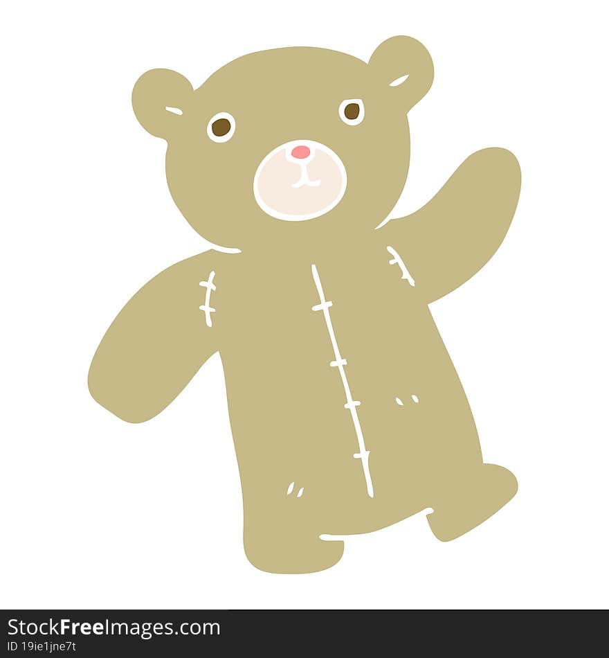 flat color illustration of a cartoon teddy bear