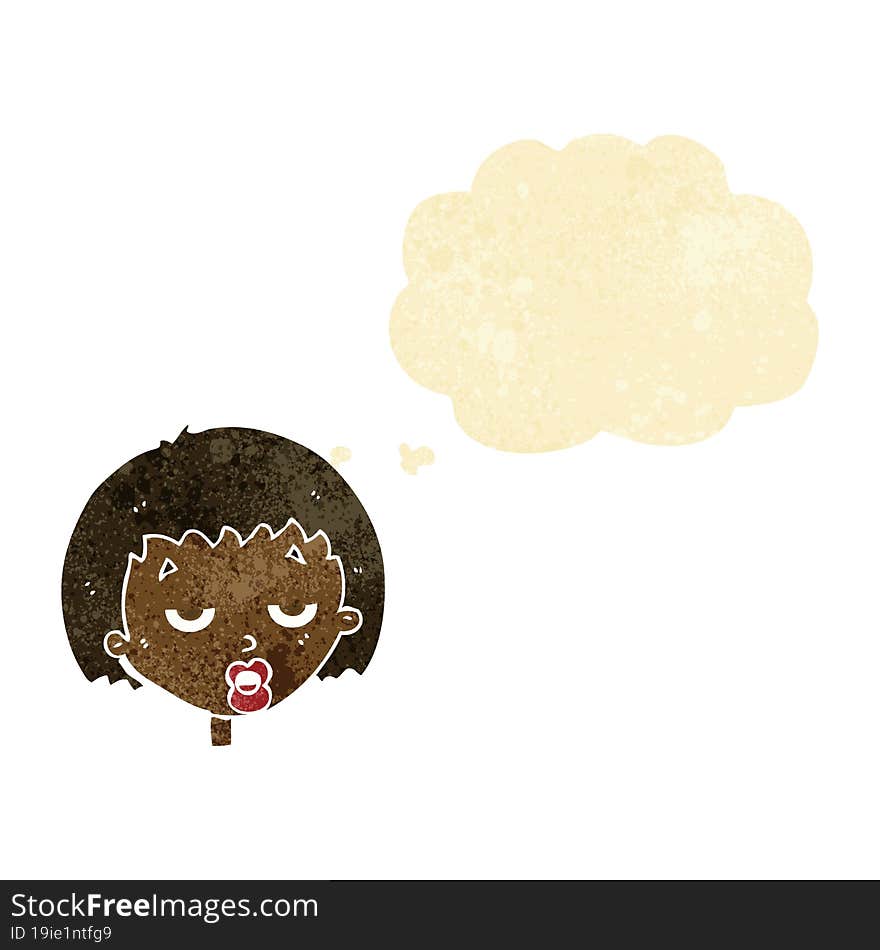 cartoon bored woman with thought bubble