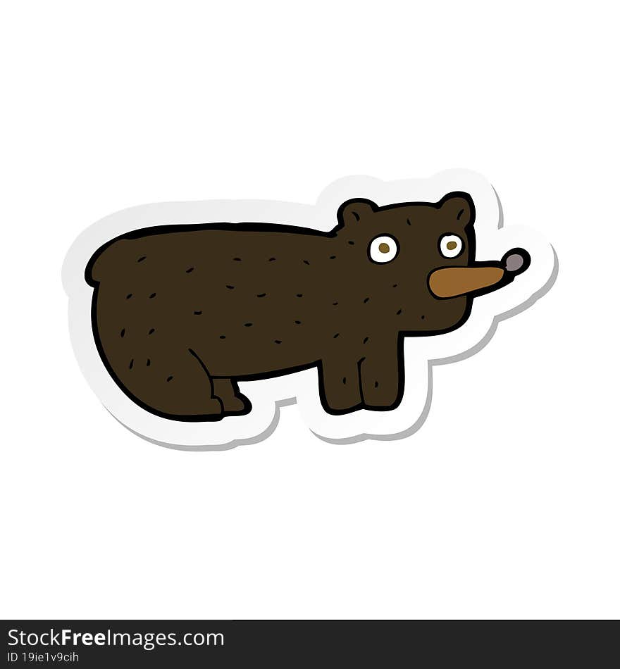 sticker of a funny cartoon black bear