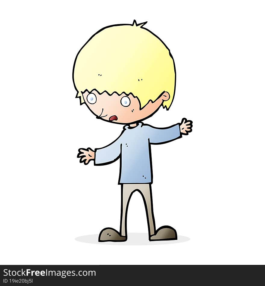 cartoon boy with outstretched arms