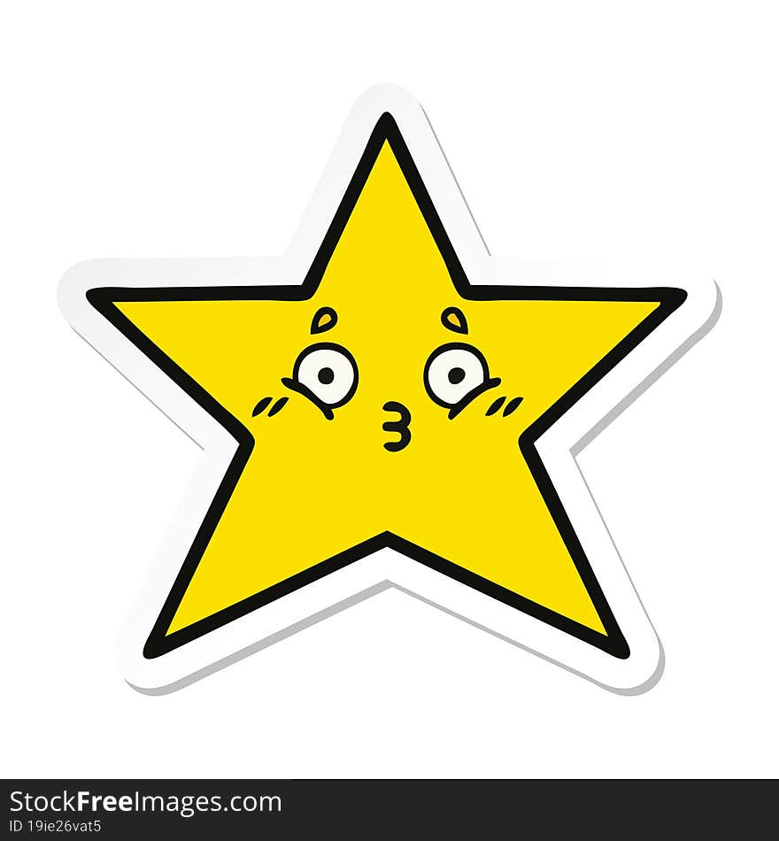 Sticker Of A Cute Cartoon Gold Star