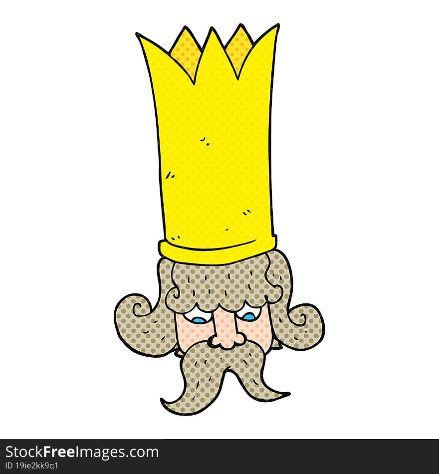 freehand drawn cartoon king with huge crown