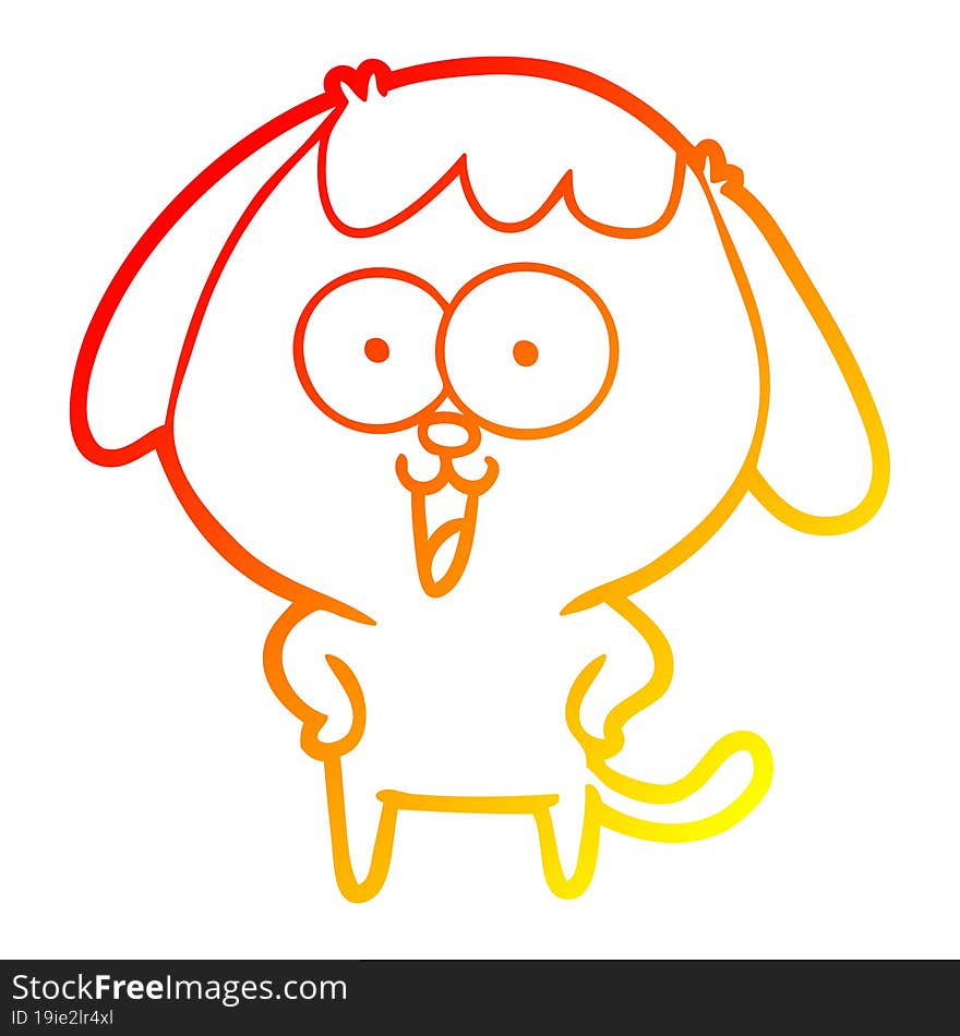 Warm Gradient Line Drawing Cute Cartoon Dog