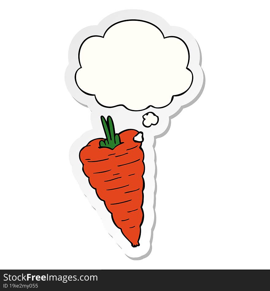 cartoon carrot and thought bubble as a printed sticker