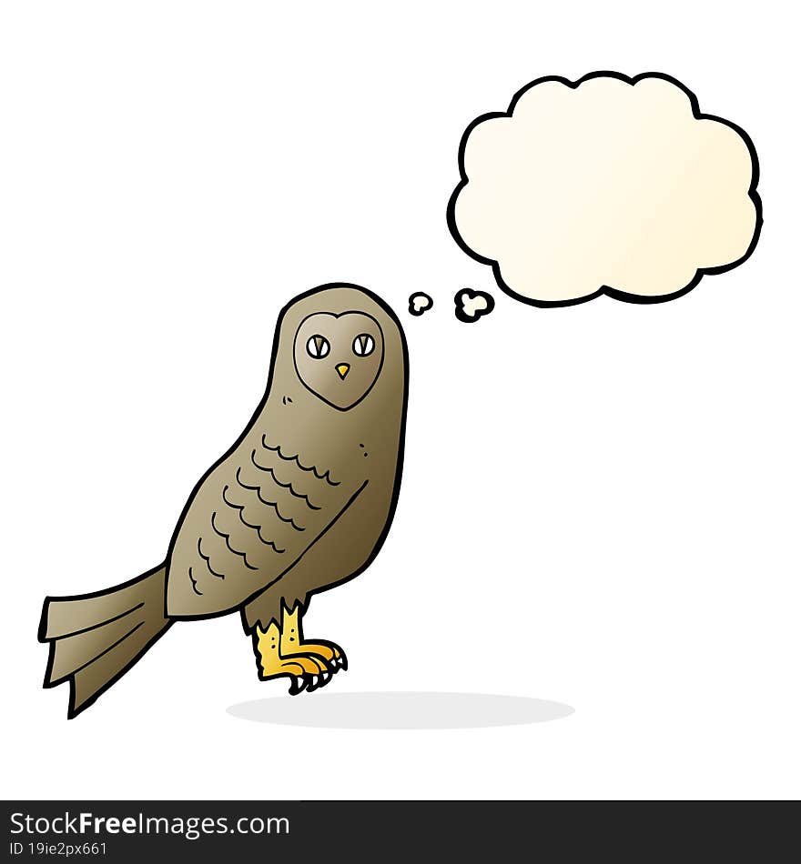 cartoon owl with thought bubble