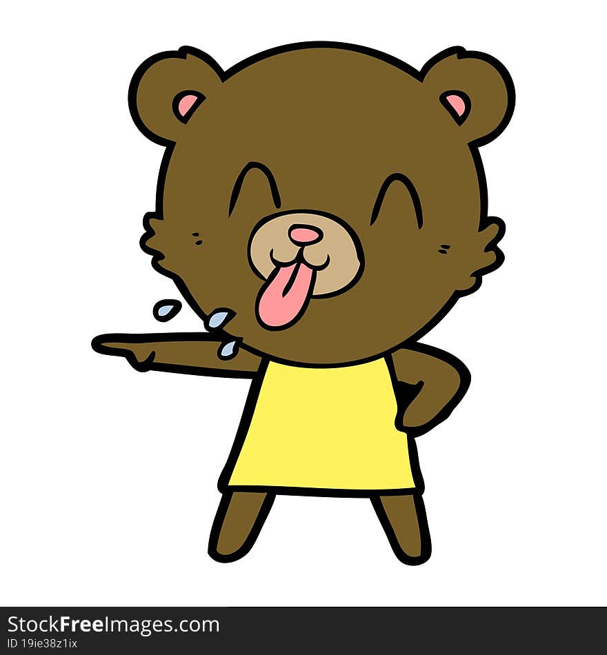 rude cartoon bear pointing. rude cartoon bear pointing