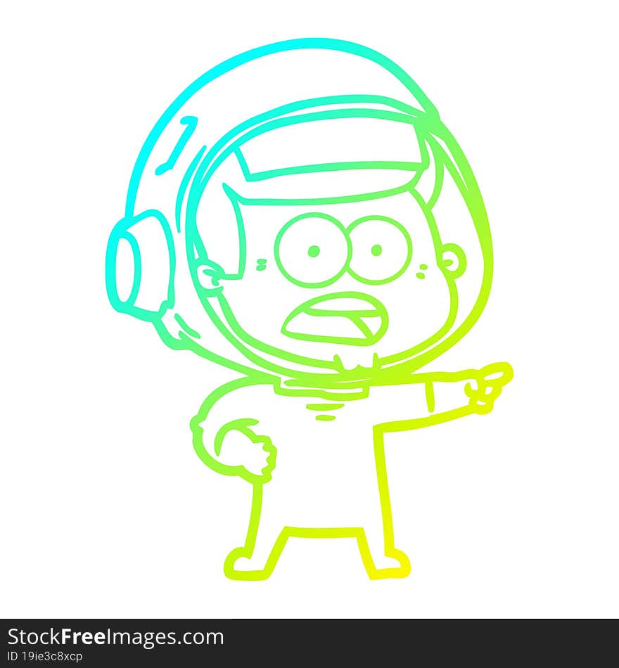 cold gradient line drawing cartoon surprised astronaut