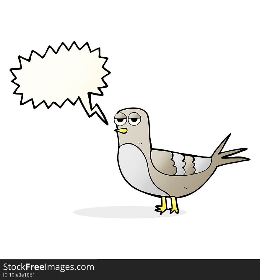 freehand drawn speech bubble cartoon pigeon