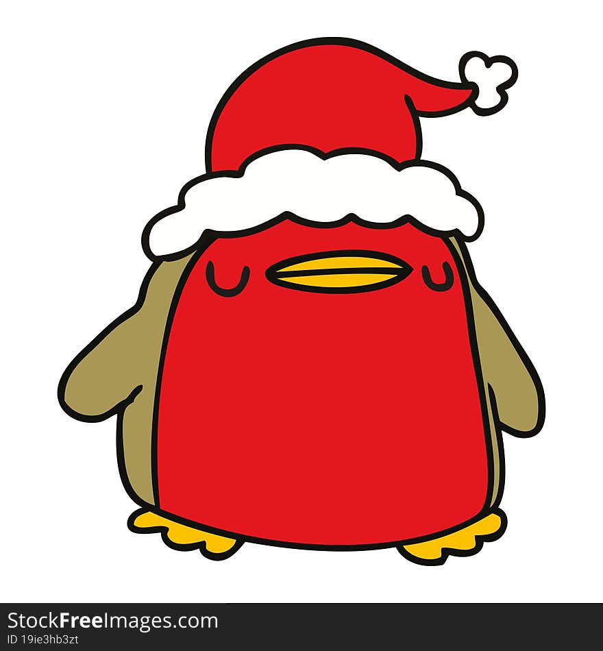 hand drawn christmas cartoon of kawaii robin. hand drawn christmas cartoon of kawaii robin