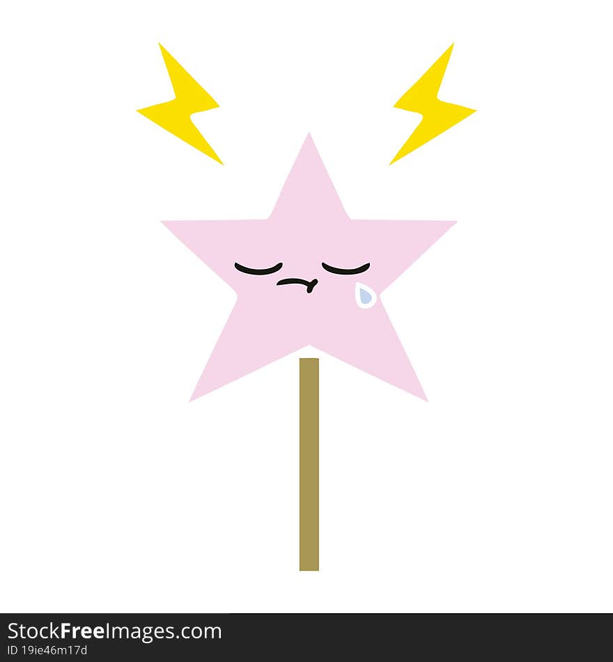 flat color retro cartoon magic wand