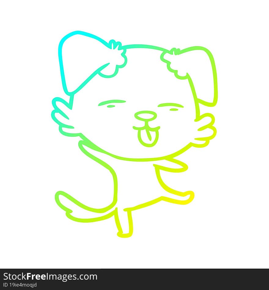 Cold Gradient Line Drawing Cartoon Dancing Dog