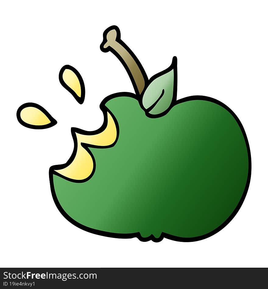 cartoon doodle juicy bitten apple