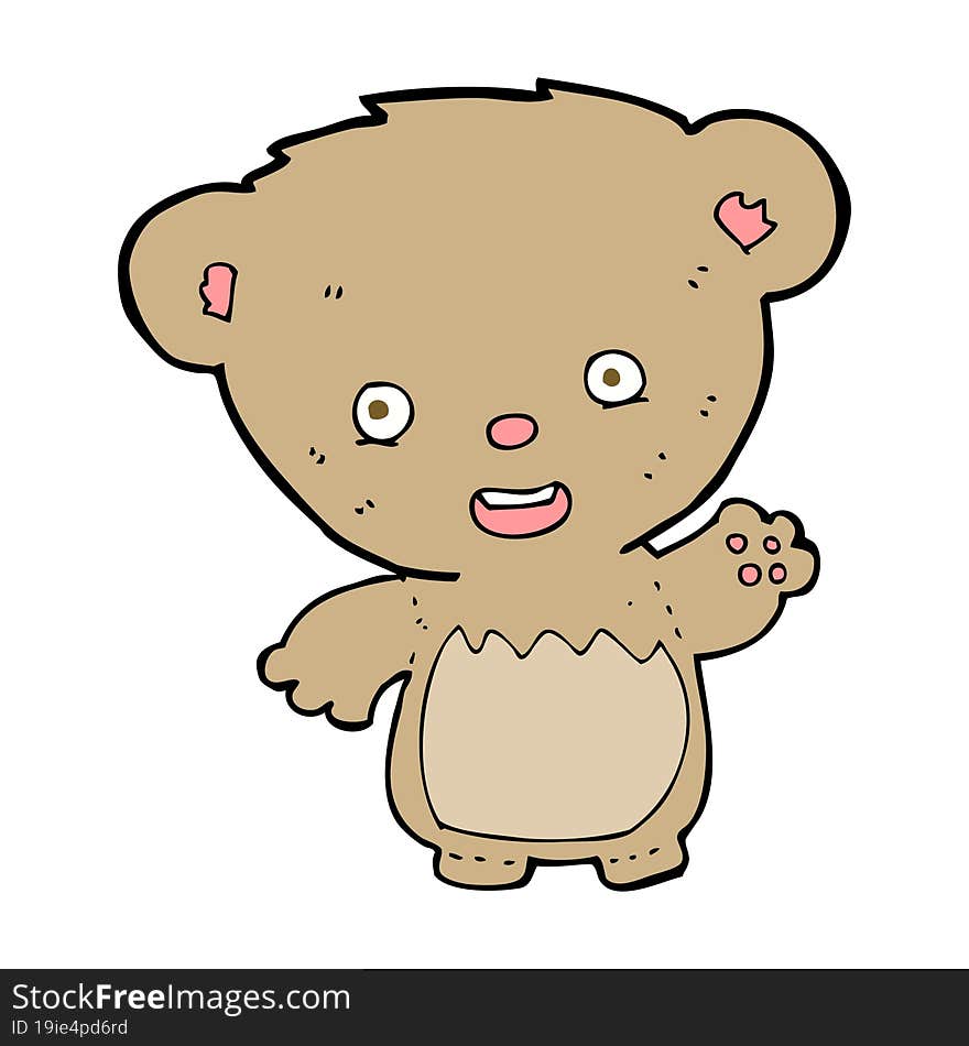 Cartoon Teddy Bear Waving