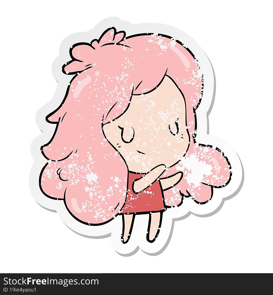 Distressed Sticker Of A Cartoon Girl