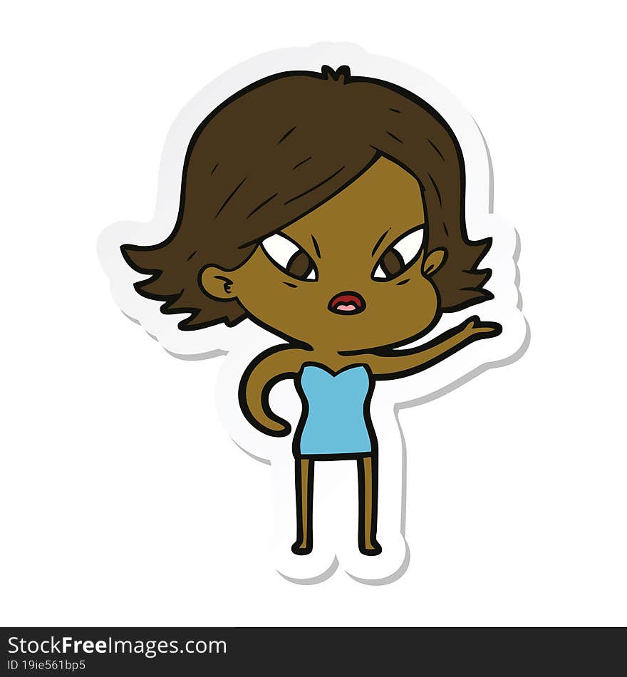 Sticker Of A Cartoon Stressed Woman