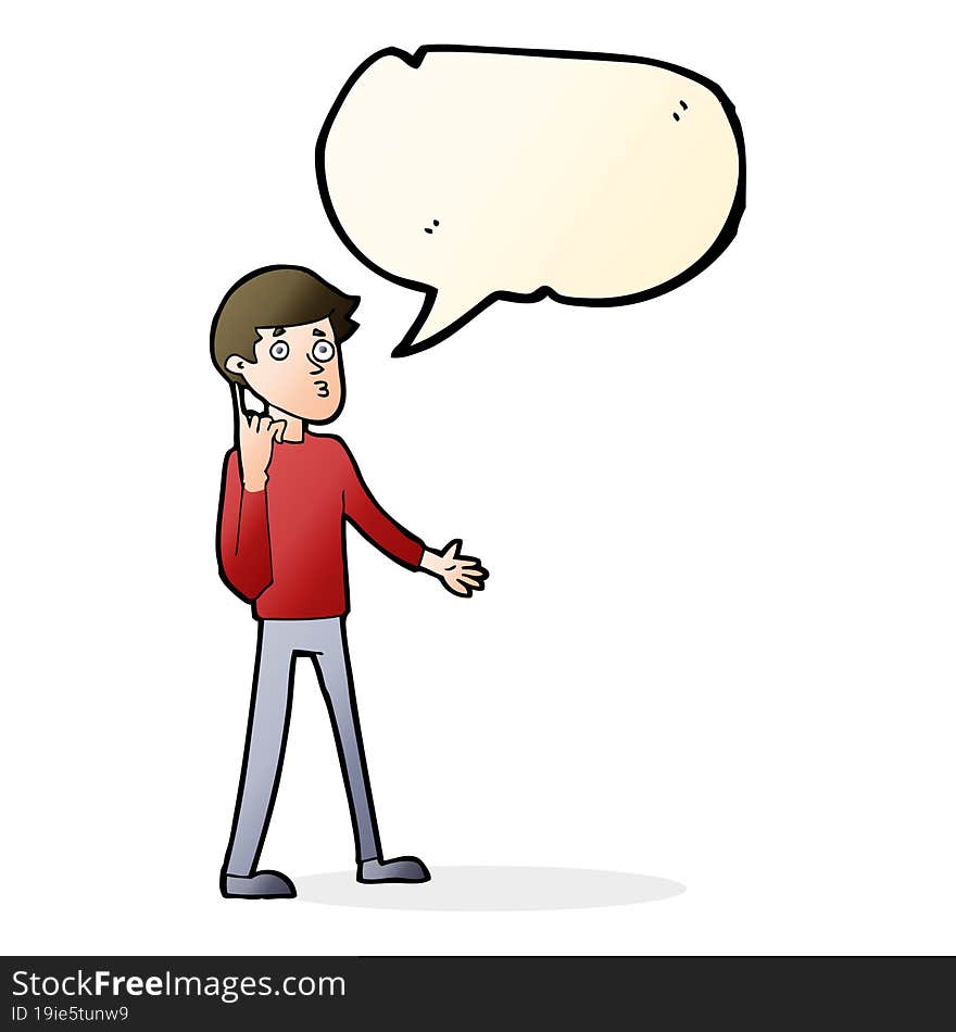 Cartoon Man Asking Question With Speech Bubble