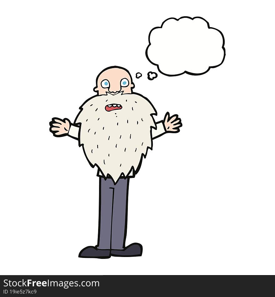 Cartoon Bearded Old Man With Thought Bubble