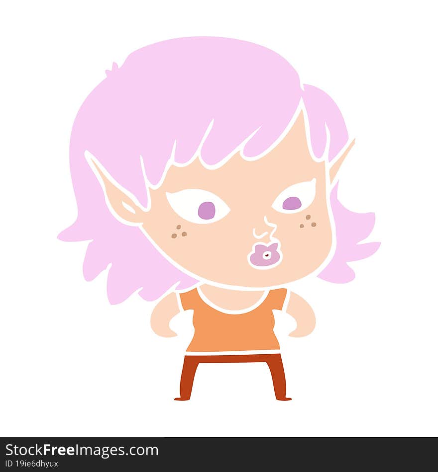 Pretty Flat Color Style Cartoon Elf Girl