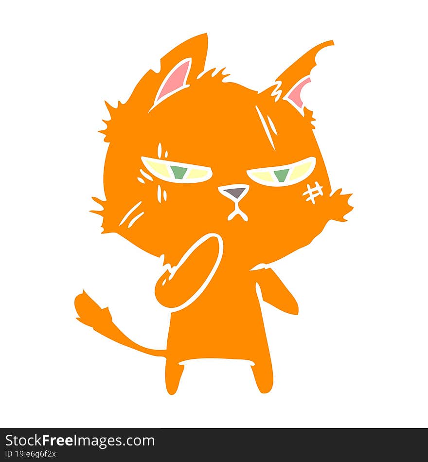 tough flat color style cartoon cat