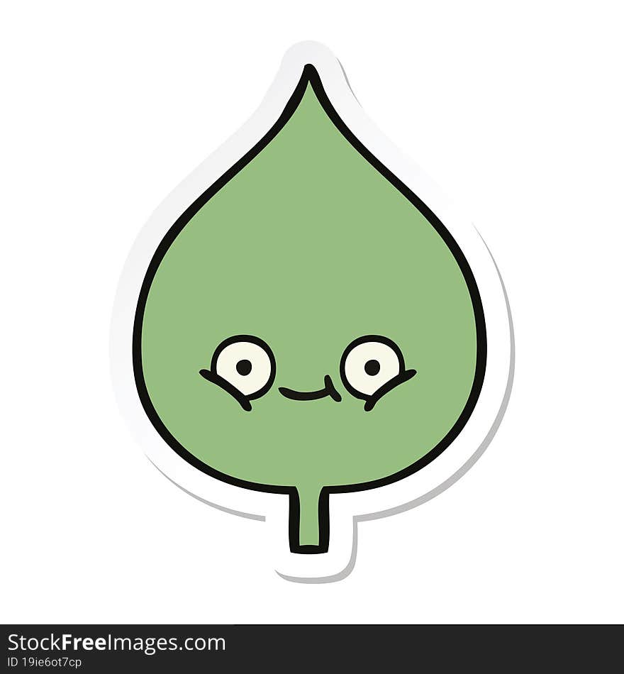 Sticker Of A Cute Cartoon Expressional Leaf