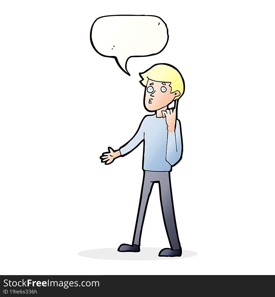 cartoon man asking question with speech bubble