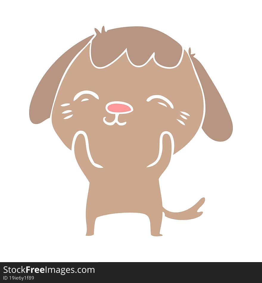 happy flat color style cartoon dog