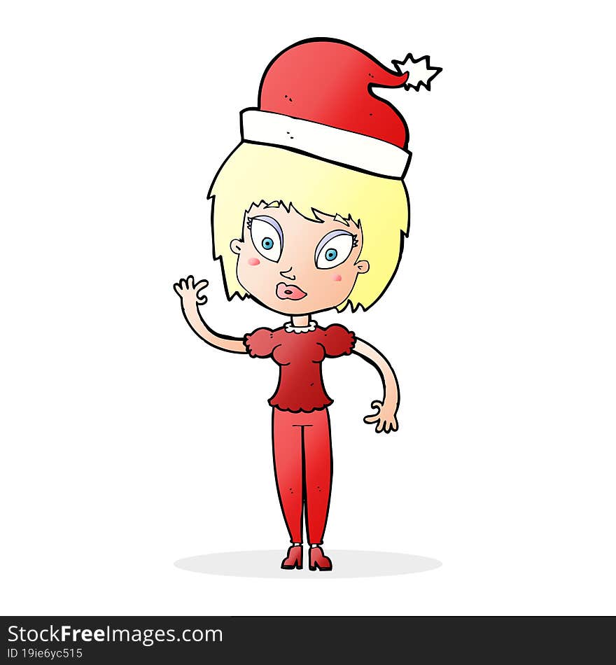 cartoon woman ready for christmas