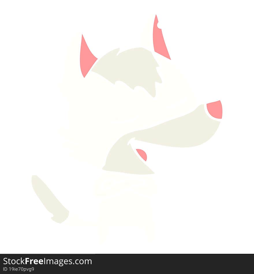 Flat Color Style Cartoon Wolf Laughing