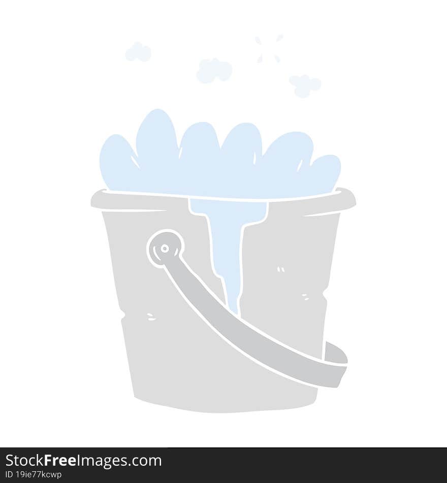 flat color style cartoon bucket of soapy water