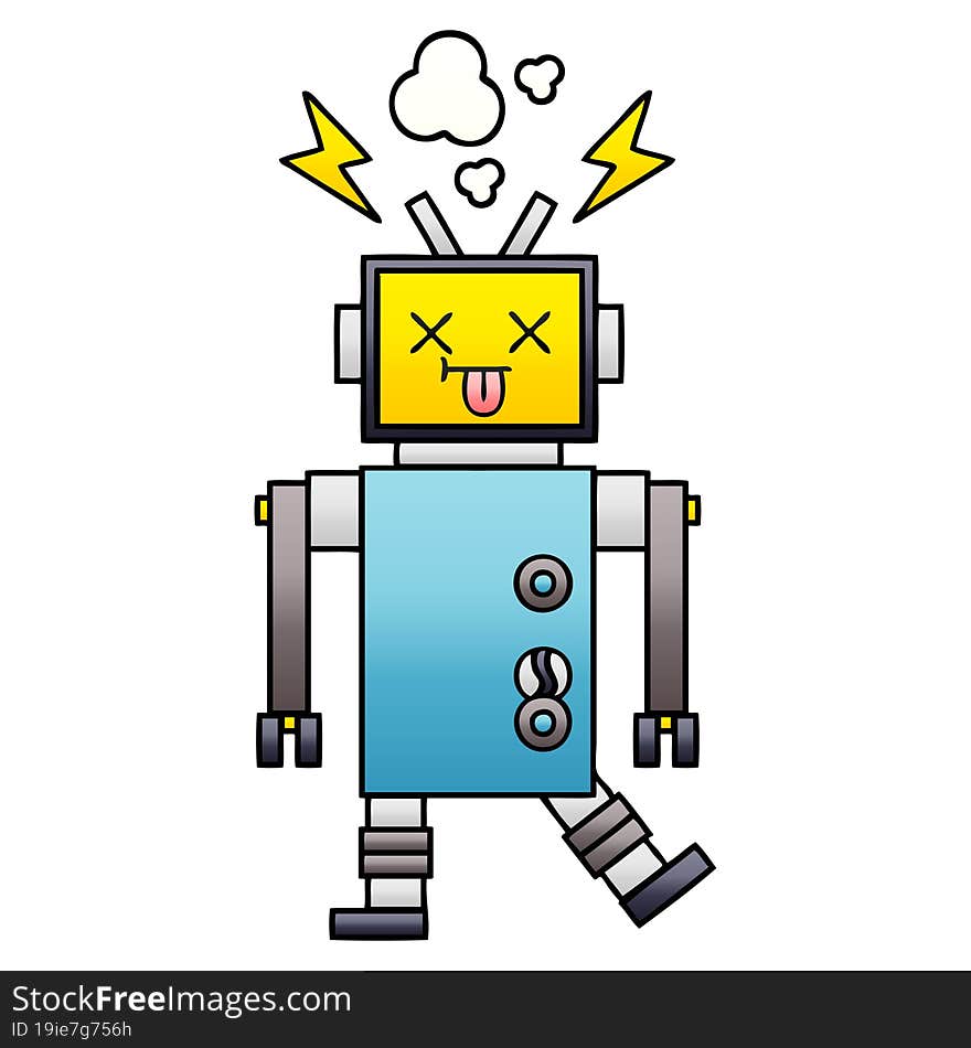 Gradient Shaded Cartoon Robot Malfunction