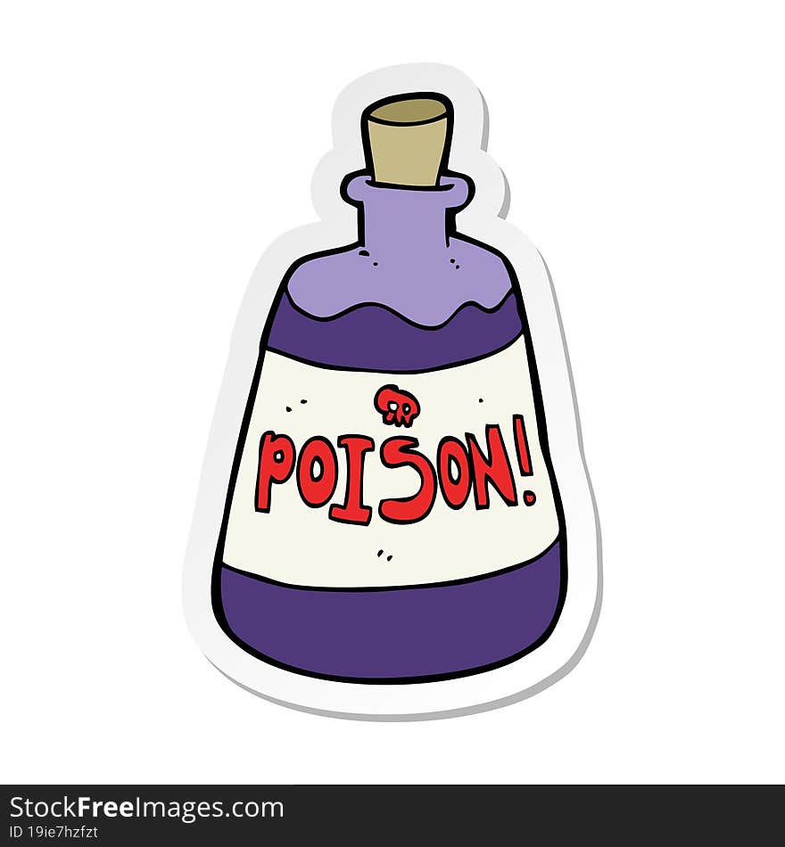 sticker of a cartoon bottle of poison