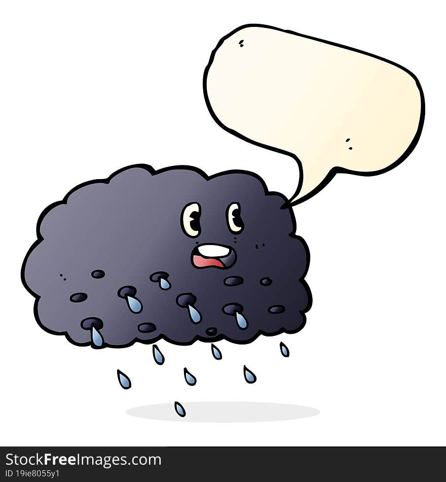 cartoon rain cloud with speech bubble