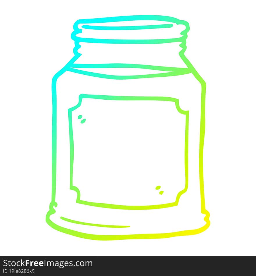 cold gradient line drawing of a cartoon liquid in a jar