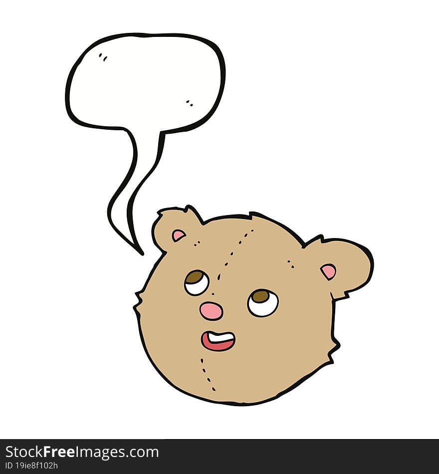 cartoon teddy bear head with speech bubble