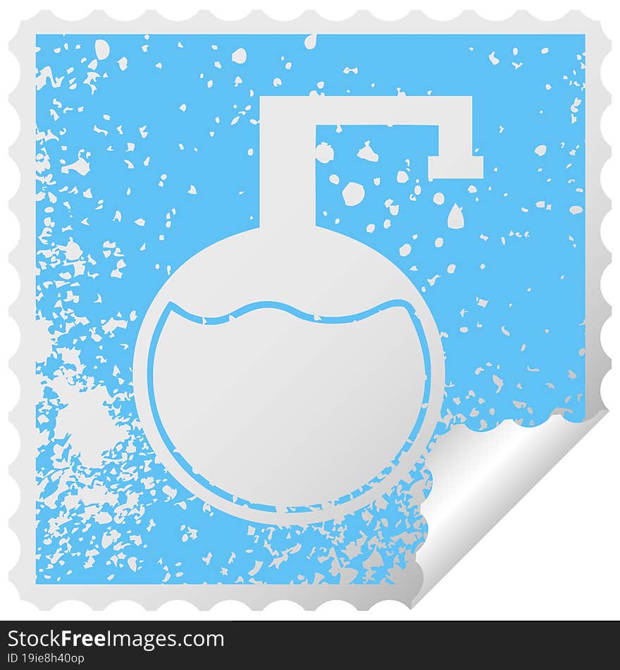 distressed square peeling sticker symbol of a science experiment