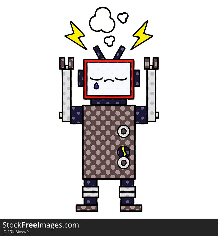 comic book style cartoon of a robot