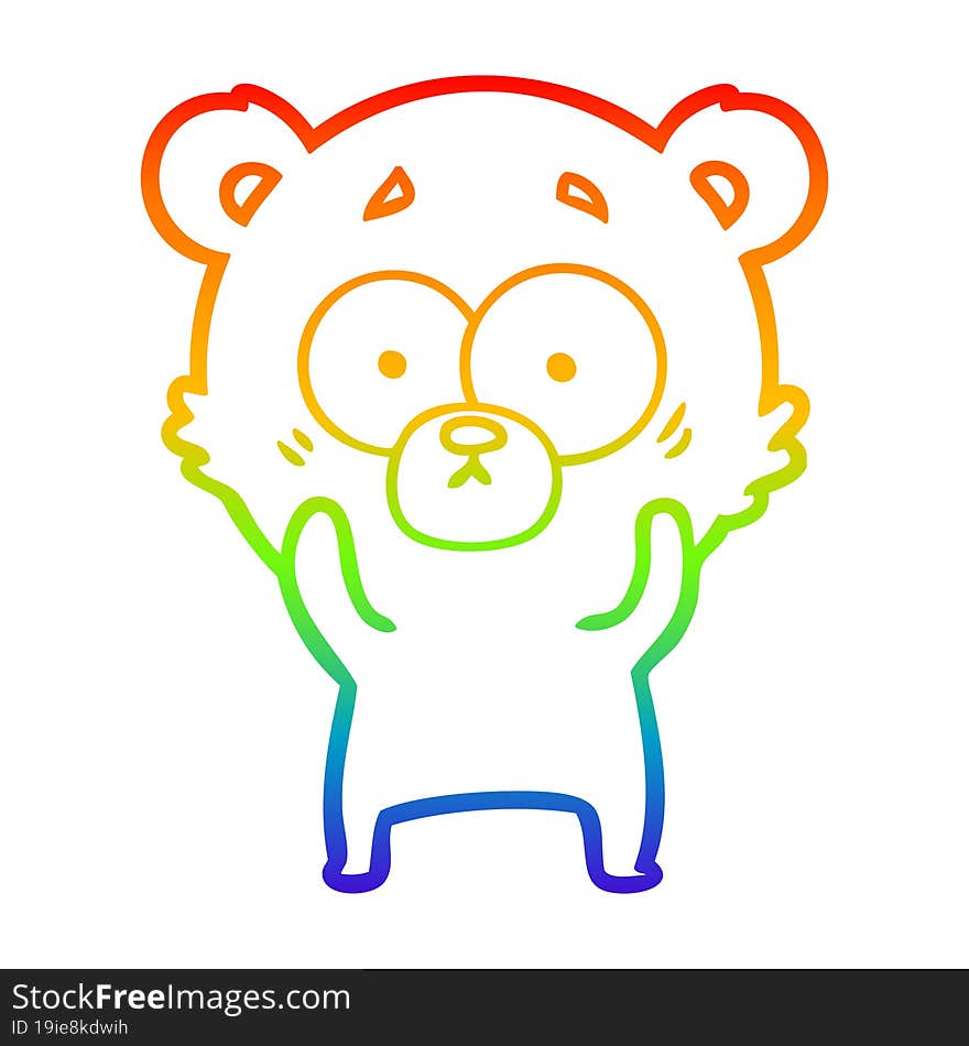 Rainbow Gradient Line Drawing Surprised Polar Bear Cartoon