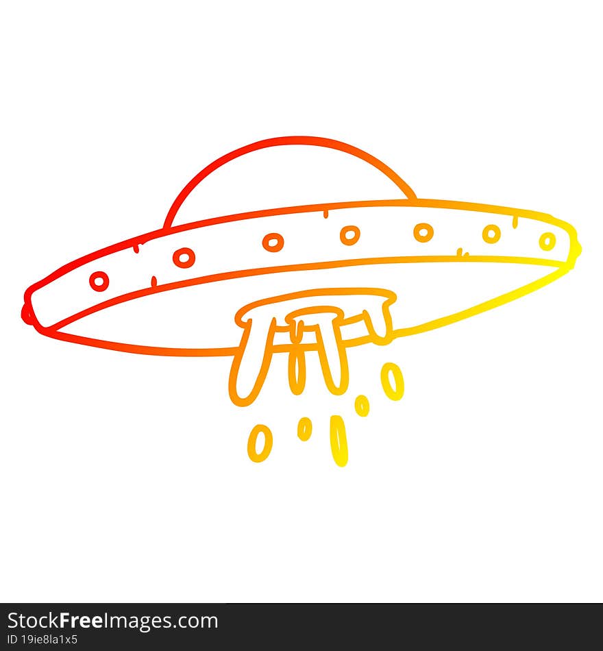 warm gradient line drawing flying UFO