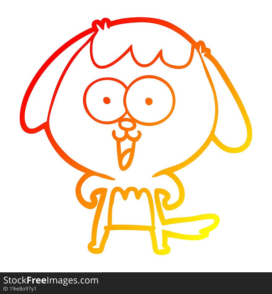 warm gradient line drawing of a cute cartoon dog